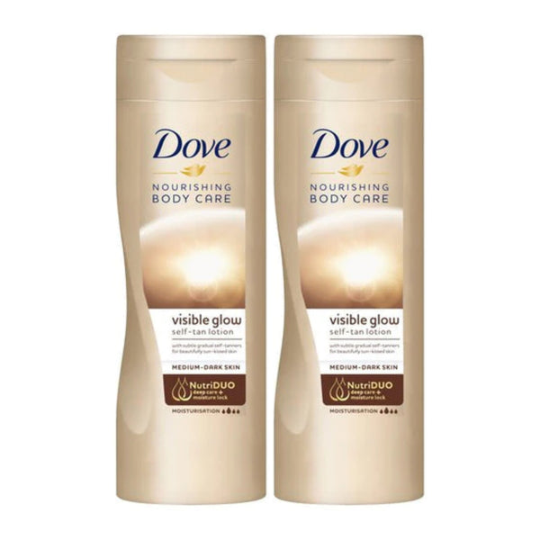 Dove Visible Glow Self-Tan Body Lotion (Medium-Dark Skin), 250ml (Pack of 2)