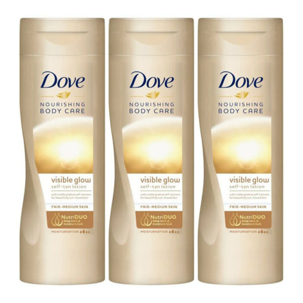 Dove Visible Glow Self-Tan Lotion (Fair-Medium Skin), 250ml (Pack of 3)