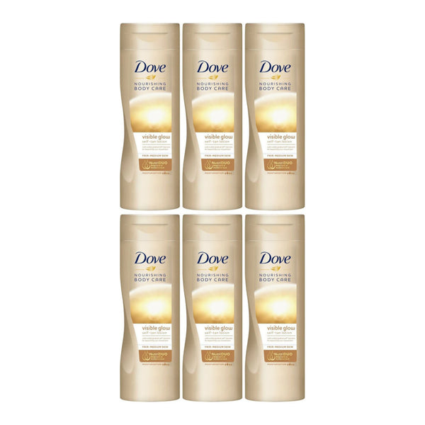 Dove Visible Glow Self-Tan Lotion (Fair-Medium Skin), 250ml (Pack of 6)