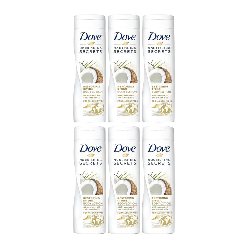 Dove Restoring Ritual Coconut Oil & Almond Milk Body Lotion, 400ml (Pack of 6)