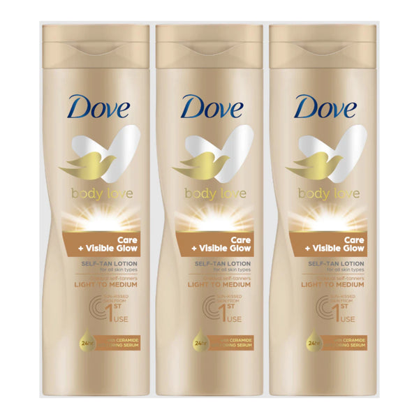 Dove Body Love Self-Tan Lotion - Light to Medium, 400ml (Pack of 3)