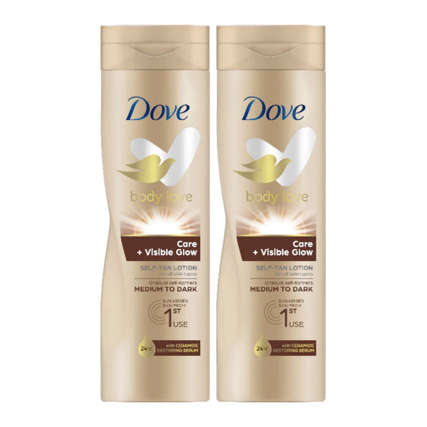 Dove Self-Tan Lotion For All Skin Types - Medium to Dark, 400ml (Pack of 2)