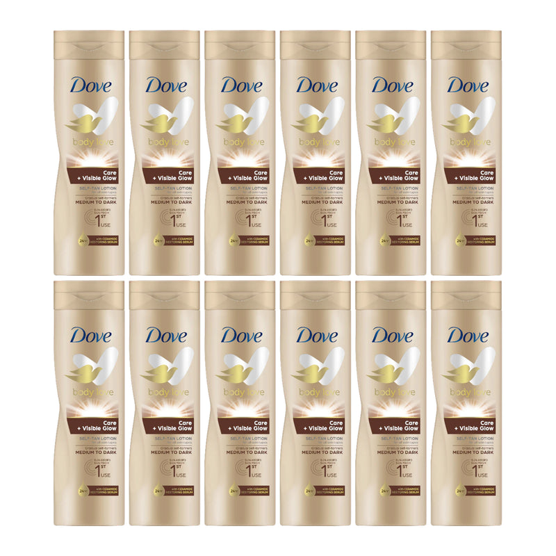 Dove Self-Tan Lotion For All Skin Types - Medium to Dark, 400ml (Pack of 12)