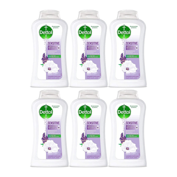 Dettol Sensitive Antibacterial Body Wash Lavender & White Musk 100g (Pack of 6)