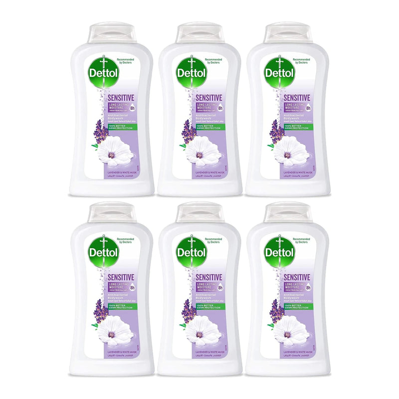 Dettol Sensitive Antibacterial Body Wash Lavender & White Musk 100g (Pack of 6)