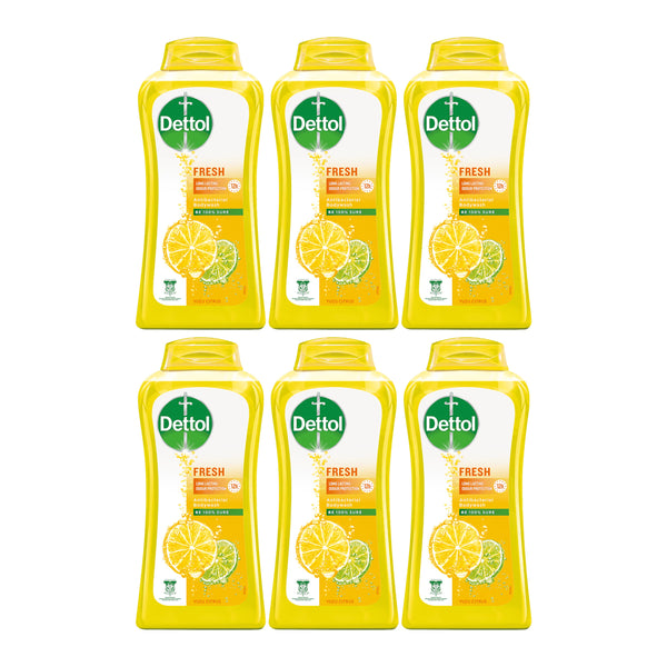 Dettol Fresh Antibacterial Body Wash - Yuzu Citrus, 300g (Pack of 6)