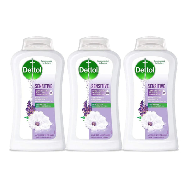 Dettol Sensitive Antibacterial Body Wash Lavender & White Musk 300g (Pack of 3)