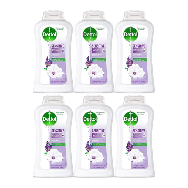 Dettol Sensitive Antibacterial Body Wash Lavender & White Musk 300g (Pack of 6)