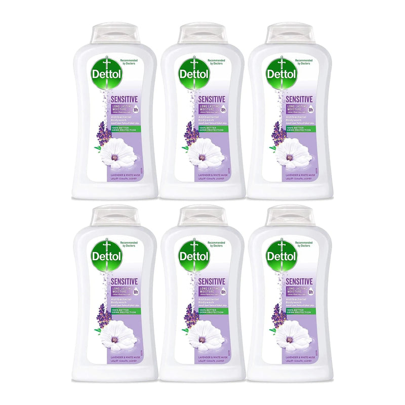 Dettol Sensitive Antibacterial Body Wash Lavender & White Musk 300g (Pack of 6)