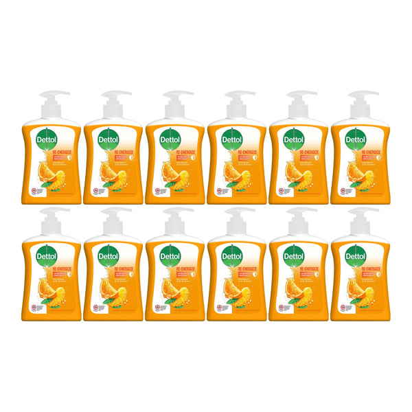 Dettol Re-Energize Mandarin Orange Antibacterial Hand Wash, 245g (Pack of 12)