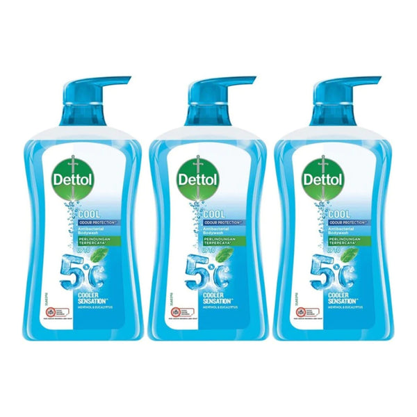 Dettol Cool Cooler Sensation Menthol & Eucalyptus Body Wash, 625ml (Pack of 3)