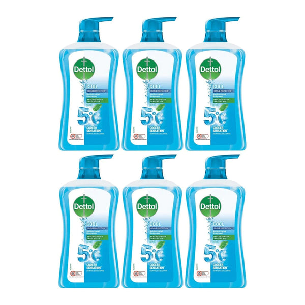 Dettol Cool Cooler Sensation Menthol & Eucalyptus Body Wash, 625ml (Pack of 6)