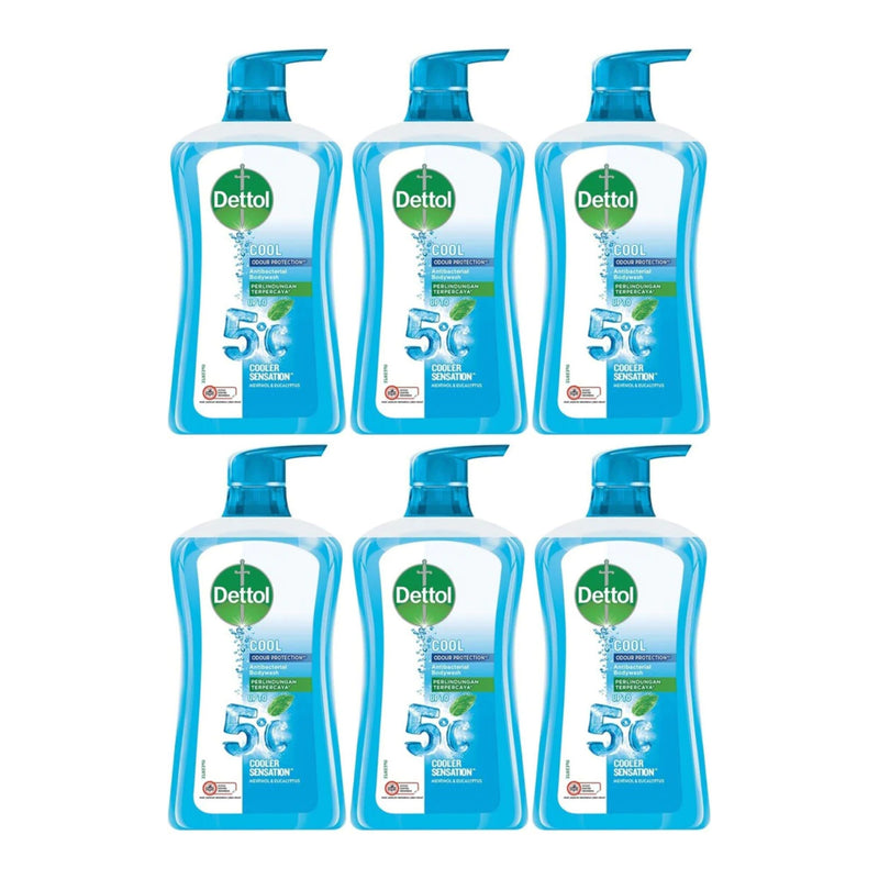 Dettol Cool Cooler Sensation Menthol & Eucalyptus Body Wash, 625ml (Pack of 6)