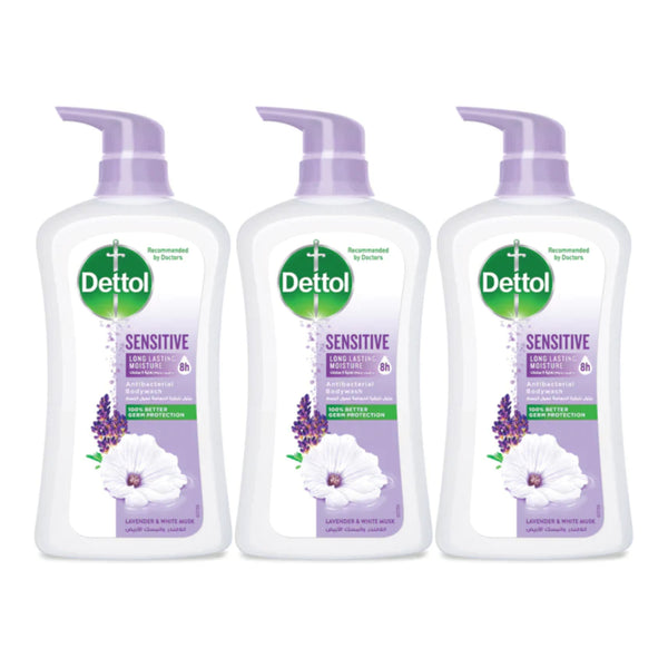 Dettol Sensitive Lavender & White Musk Anti-Bacterial Body Wash, 625 ml (Pack of 3)