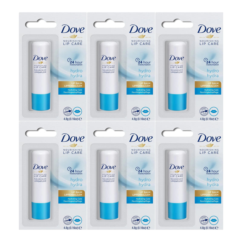 Dove Nourishing Lip Care 24 Hour Hydro Lip Balm Hydrating Care 4.8g (Pack of 6)