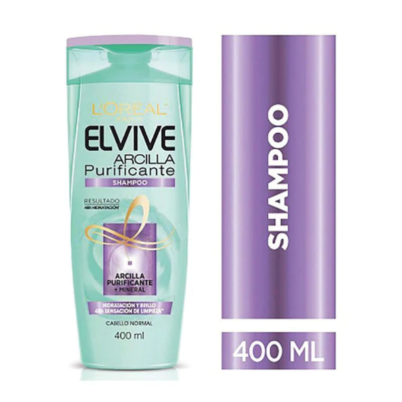 L'Oréal Paris Elvive Arcilla Purificante Shampoo, 13.5oz (400ml) (Pack of 2)