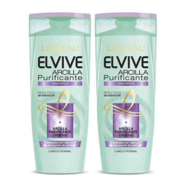 L'Oréal Paris Elvive Arcilla Purificante Shampoo, 13.5oz (400ml) (Pack of 2)