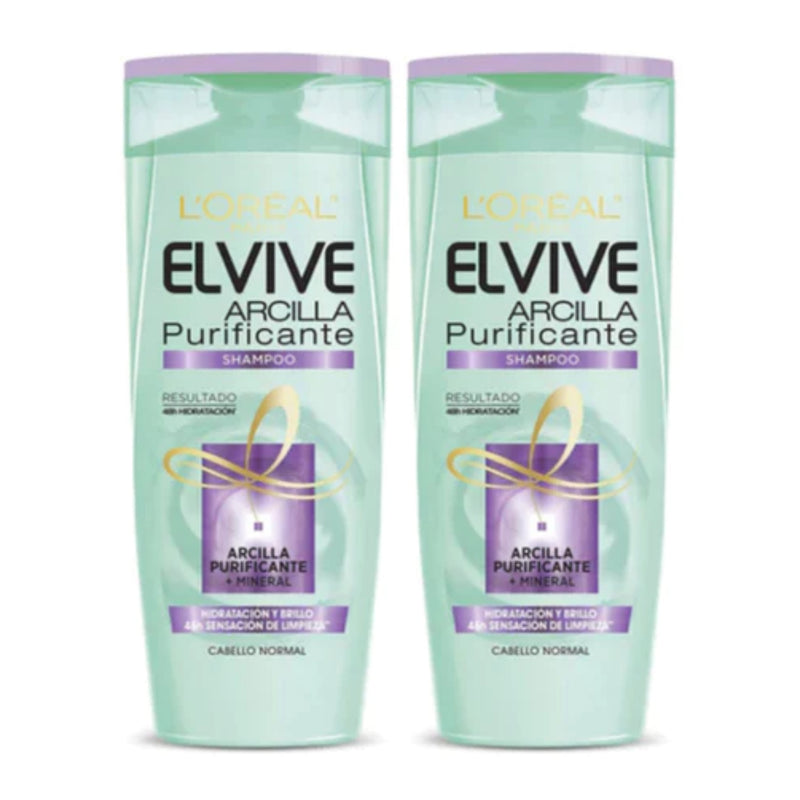 L'Oréal Paris Elvive Arcilla Purificante Shampoo, 13.5oz (400ml) (Pack of 2)