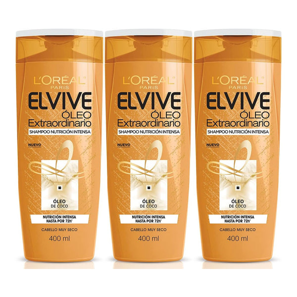 L'Oréal Paris Elvive Oleo Extraordinario Shampoo, 13.5oz (400ml) (Pack of 3)