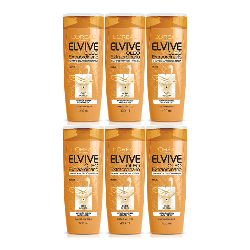 L'Oréal Paris Elvive Oleo Extraordinario Shampoo, 13.5oz (400ml) (Pack of 6)