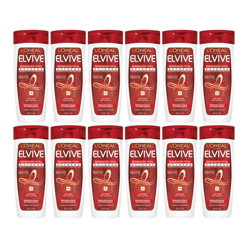 L'Oréal Paris Elvive Reparacion Total Extreme Shampoo, 13.5oz 400ml (Pack of 12)