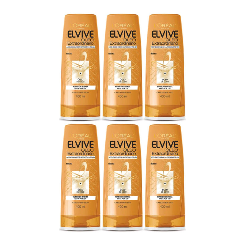 L'Oréal Paris Elvive Oleo Extraordinario Acondicionador, 13.5oz (Pack of 6)