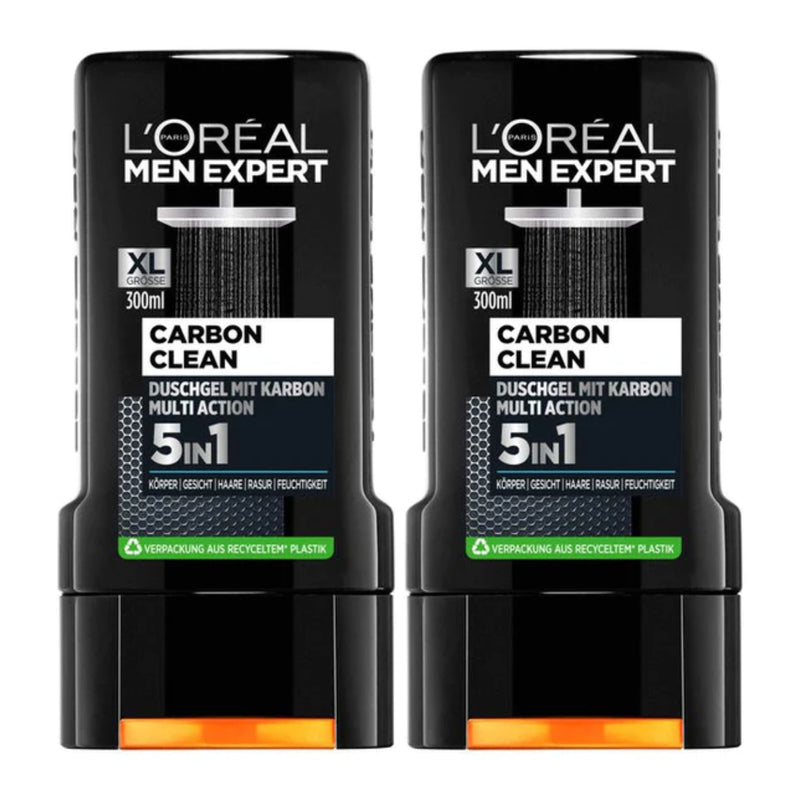 L'Oréal Men Expert Pure Carbon Total Clean Carbon Shower, 300ml (Pack of 2)