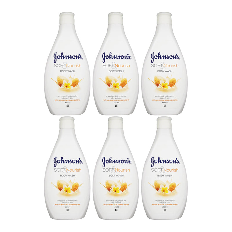 Johnson's Soft & Nourish Body Wash w/ Almond Oil & Jasmine, 400ml (Pack of 6)