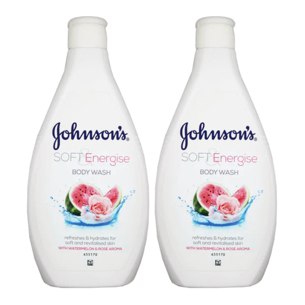 Johnson's Soft & Energise Body Wash w/ Watermelon & Rose, 400ml (Pack of 2)