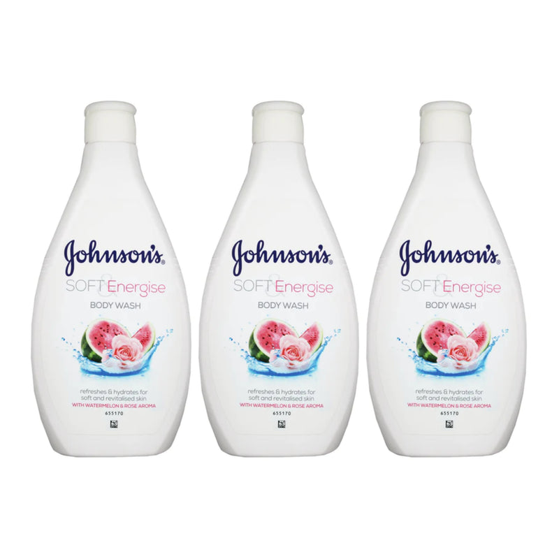 Johnson's Soft & Energise Body Wash w/ Watermelon & Rose, 400ml (Pack of 3)