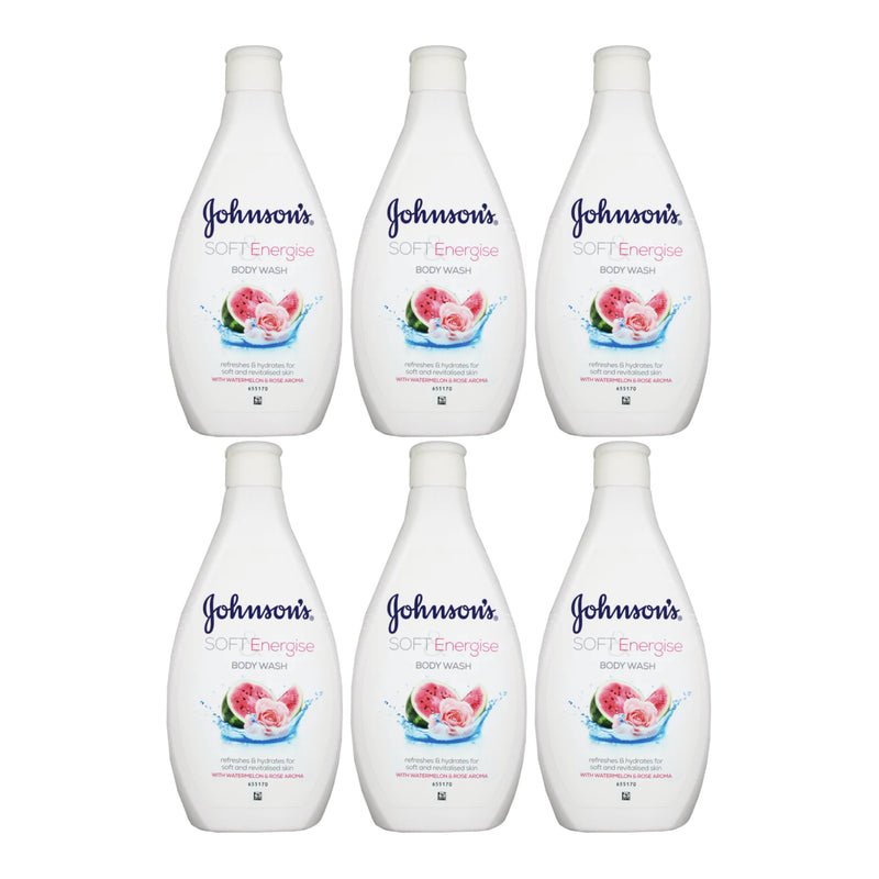 Johnson's Soft & Energise Body Wash w/ Watermelon & Rose, 400ml (Pack of 6)