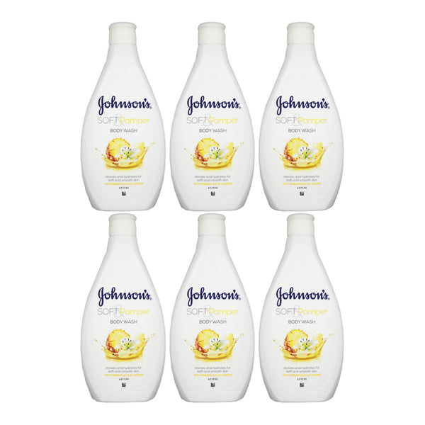 Johnson's Soft & Pamper Body Wash w/ Pineapple & Lily Aroma, 400ml (Pack of 6)