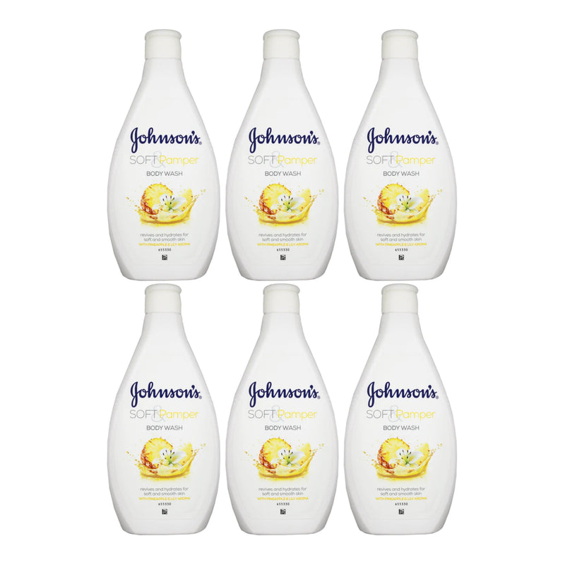 Johnson's Soft & Pamper Body Wash w/ Pineapple & Lily Aroma, 400ml (Pack of 6)