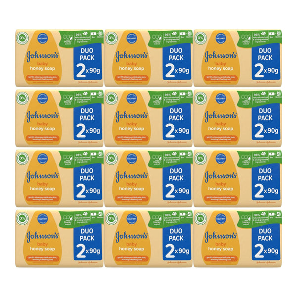 Johnson's Baby Honey Soap Duo Pack (2 Bars x 90g), 180g (Pack of 12)