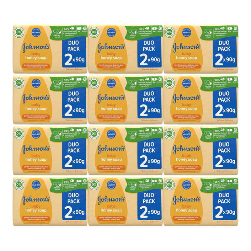 Johnson's Baby Honey Soap Duo Pack (2 Bars x 90g), 180g (Pack of 12)