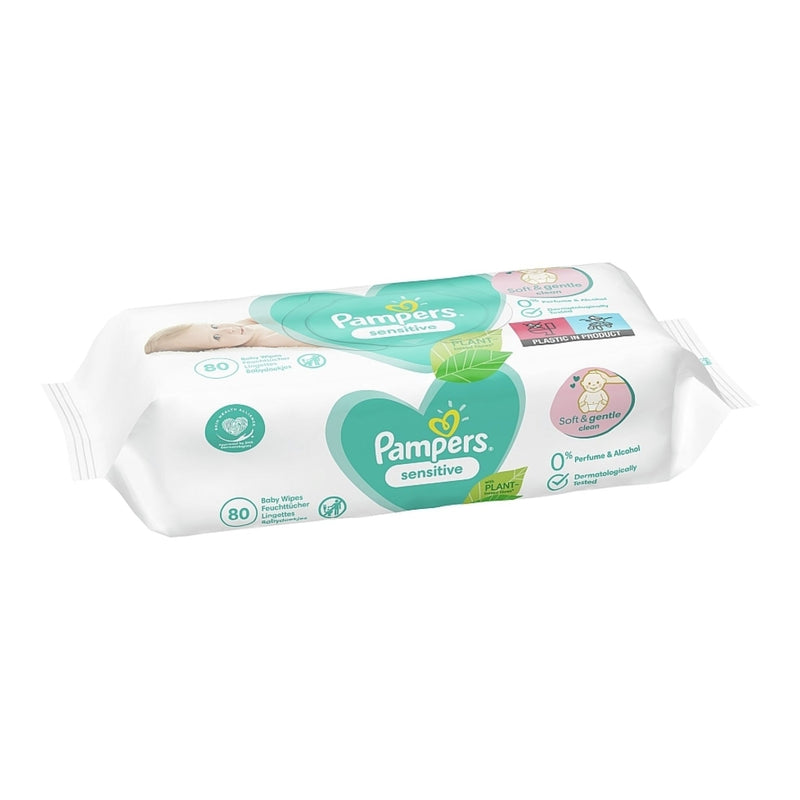 Pampers Sensitive Fragrance Free Baby Wipes, 80 Wipes (Pack of 6)