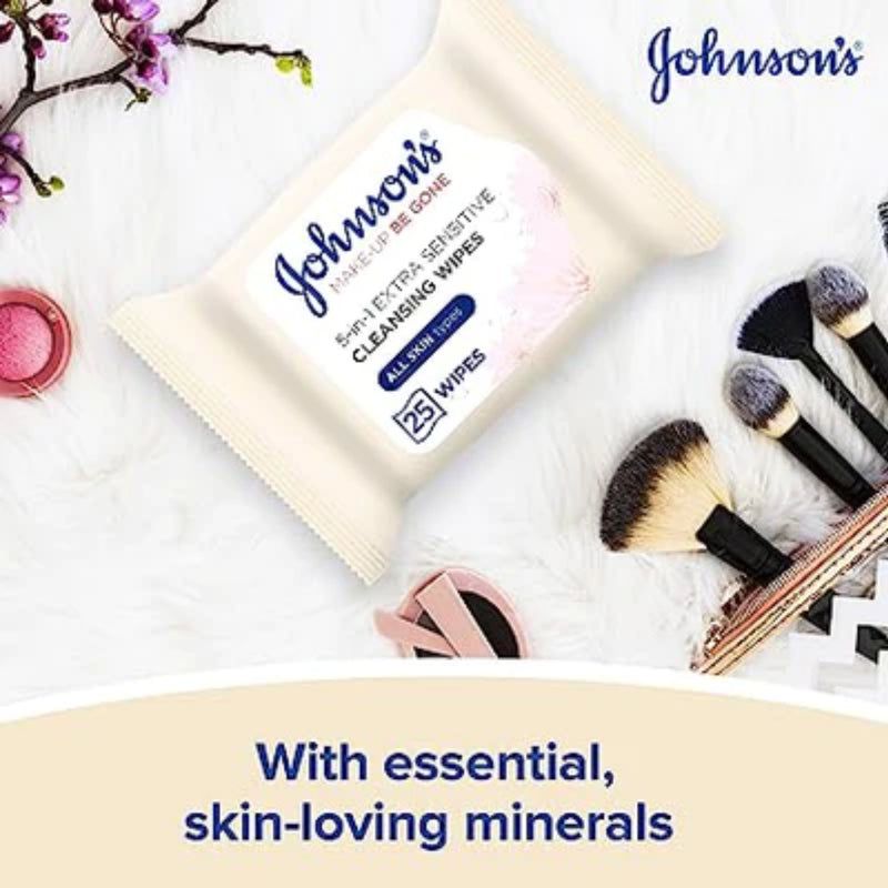 Johnson's Make-Up Be Gone 5-in-1 Refreshing Cleansing Wipes, 25 ct.