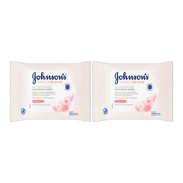 Johnson's Make-Up Be Gone 5-in-1 Refreshing Cleansing Wipes, 25 ct. (Pack of 2)