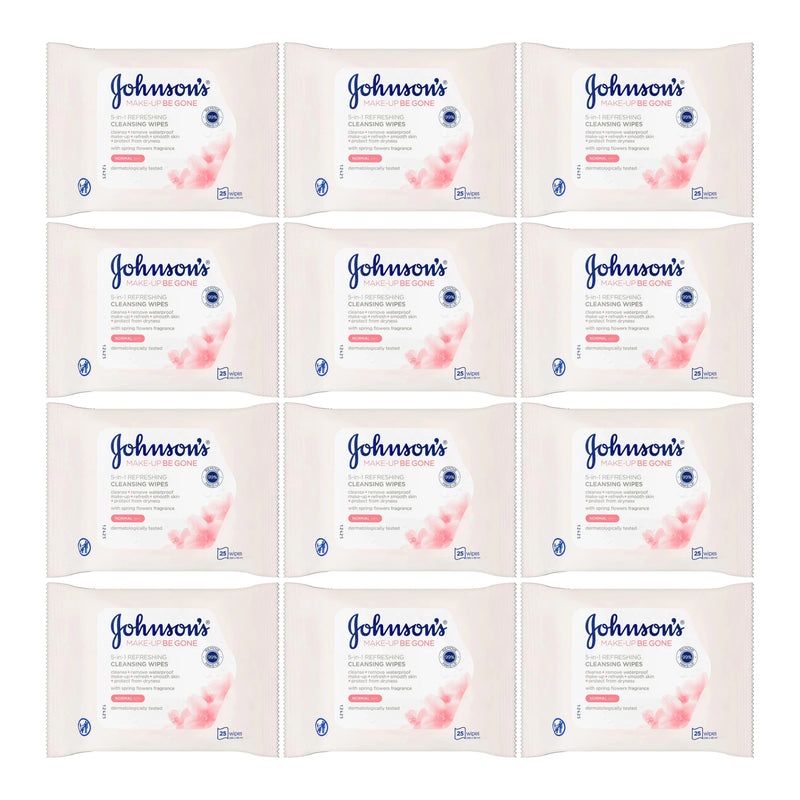 Johnson's Make-Up Be Gone 5-in-1 Refreshing Cleansing Wipes, 25 ct. (Pack of 12)