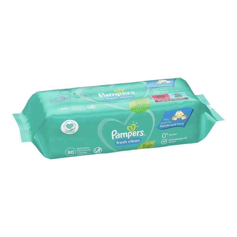 Pampers Fresh Clean Baby Wipes, 80 Wipes (Pack of 12)