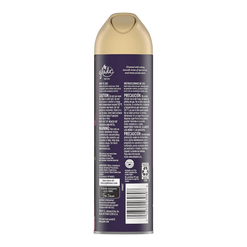 Glade Spray Velvety Berry Bliss Air Freshener - Limited Edition 8 oz (Pack of 6)
