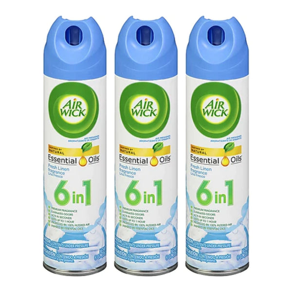 Air Wick 6-In-1 Fresh Linen Air Freshener, 8 oz (Pack of 3)