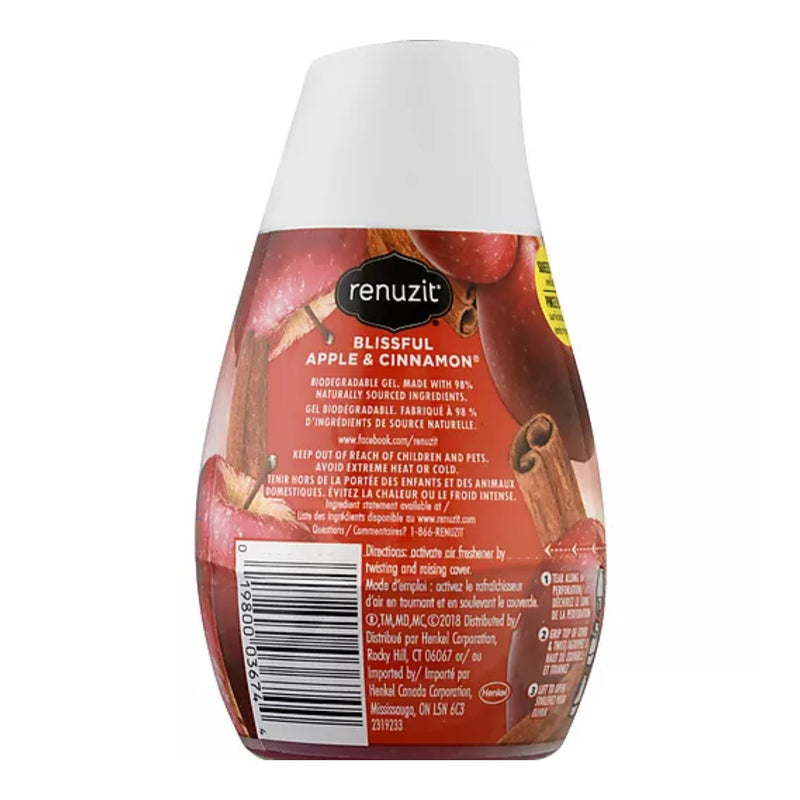 Renuzit Gel Air Freshener Blissful Apple & Cinnamon Scent, 7oz (Pack of 3)