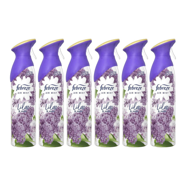Febreze Air Mist Air Freshener - Lilac & Violet Scent, 300ml (Pack of 6)