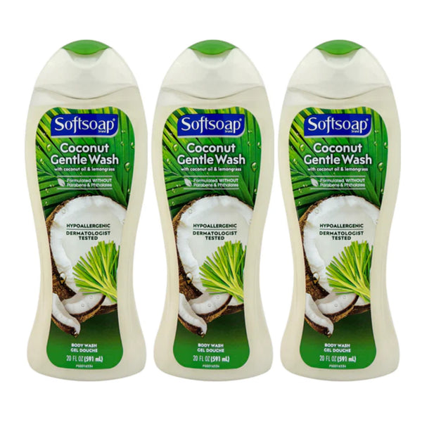 Softsoap Coconut Oil & Lemongrass Body Wash, 20 oz (Pack of 3)