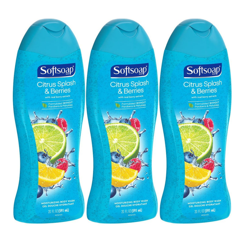 Softsoap Citrus Splash & Berries Real Berry Extracts Body Wash, 20oz (Pack of 3)