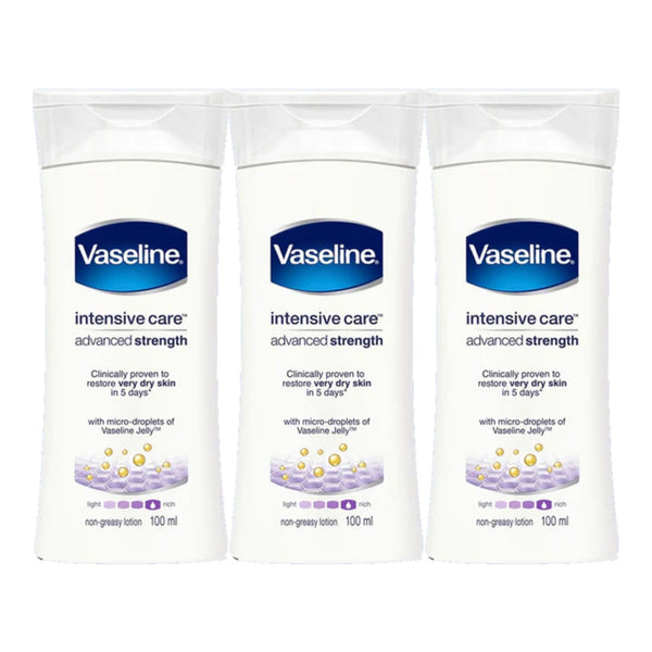 Vaseline Intensive Care Advanced Strength Lotion, 100ml (Pack of 3)