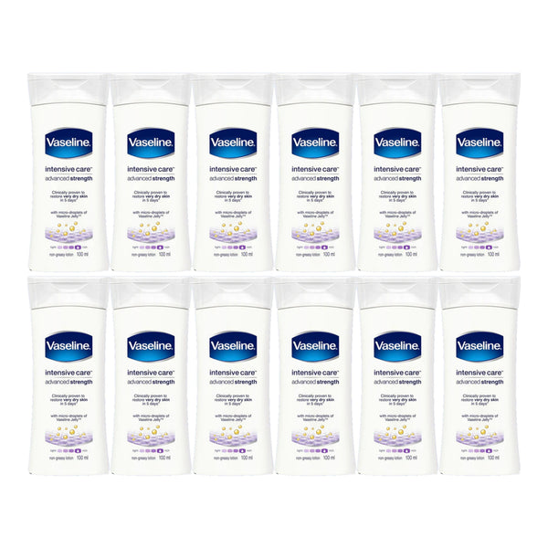 Vaseline Intensive Care Advanced Strength Lotion, 100ml (Pack of 12)