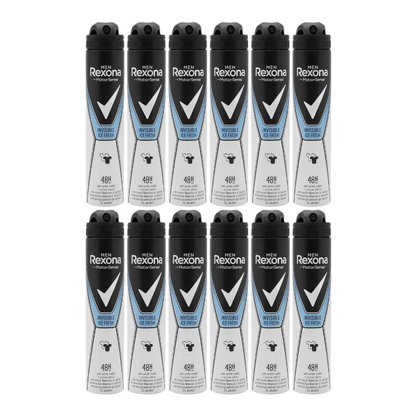 Rexona Invisible Ice Fresh 48 Hour Body Spray Deodorant, 200ml (Pack of 12)