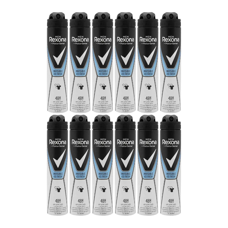 Rexona Invisible Ice Fresh 48 Hour Body Spray Deodorant, 200ml (Pack of 12)